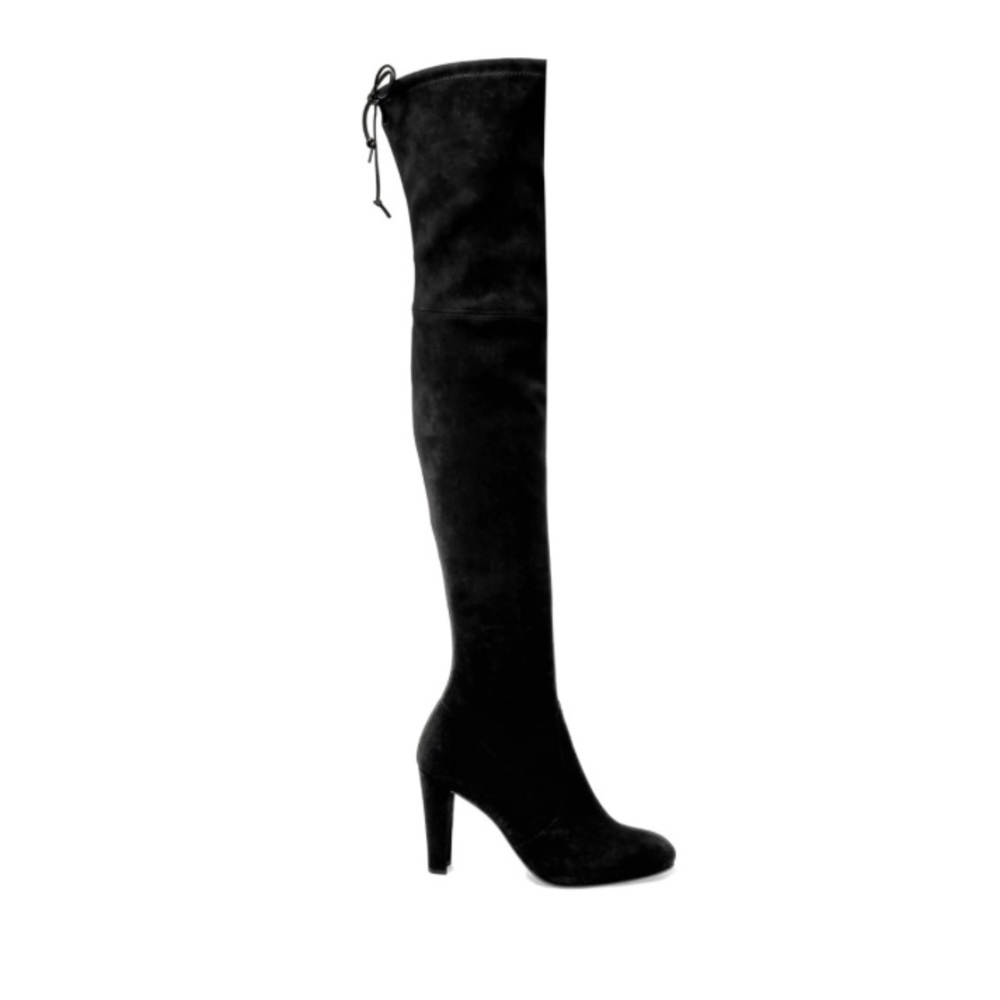Stuart Weitzman Highland Stretch Suede Black Over-the-Knee Suede High Heel Boots